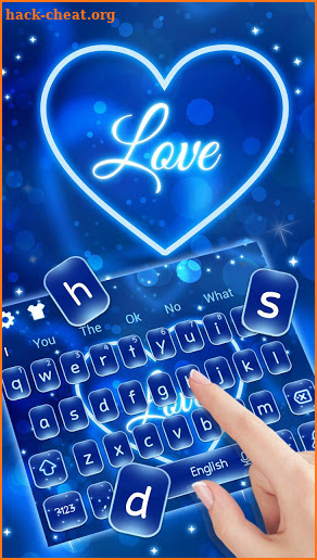 Neon Blue Love Heart Keyboard Theme screenshot