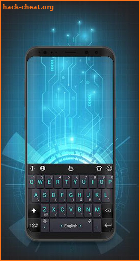 Neon Blue Power Button Keyboard Theme screenshot