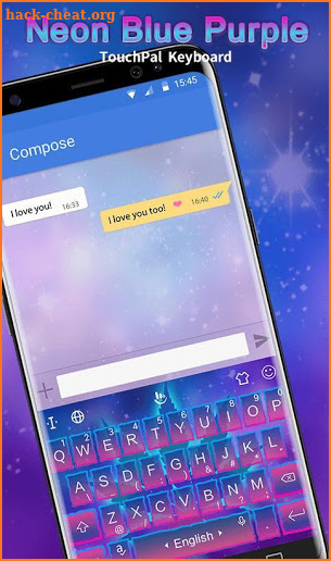 Neon Blue Purple Keyboard Theme screenshot