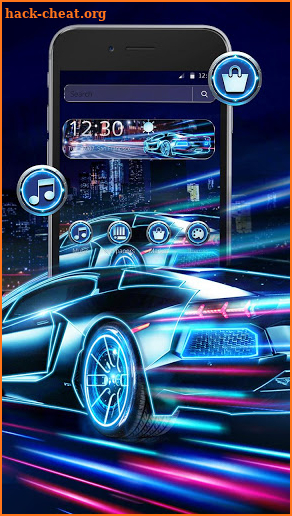 Neon Blue Racing Car Theme screenshot
