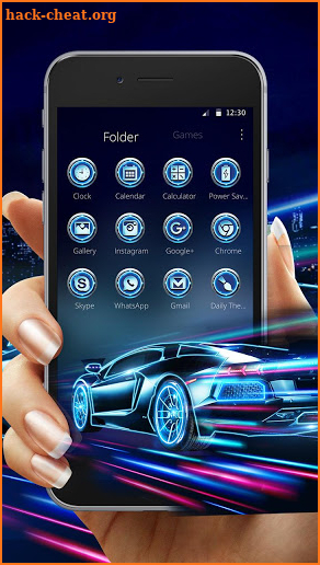Neon Blue Racing Car Theme screenshot