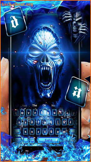 Neon Blue Skull Keyboard screenshot