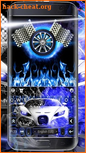 Neon Blue Sports Car Keyboard Theme screenshot
