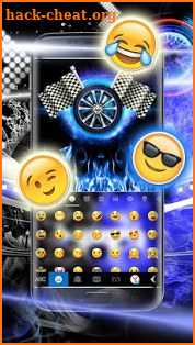 Neon Blue Sports Car Keyboard Theme screenshot