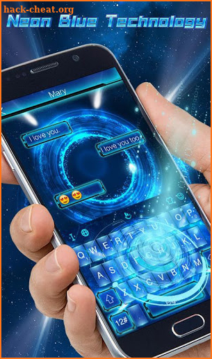 Neon Blue Technology Keyboard Theme screenshot