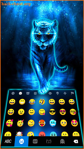 Neon Blue Tiger Keyboard Background screenshot