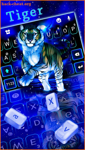 Neon Blue Tiger King Keyboard Theme screenshot