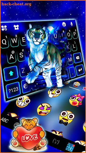 Neon Blue Tiger King Keyboard Theme screenshot