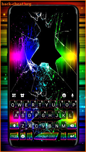 Neon Broken Glass Keyboard Theme screenshot