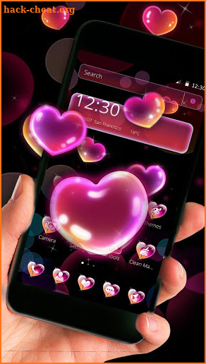 Neon Bubble Heart Theme screenshot