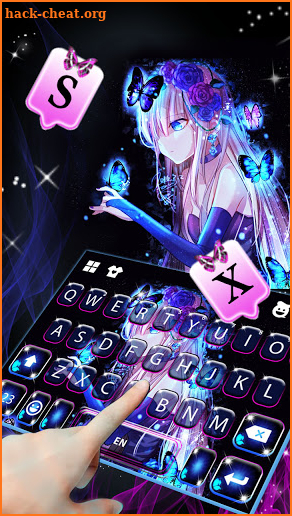 Neon Butterfly Girl Keyboard Background screenshot