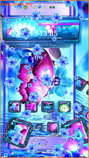 Neon Butterfly Glass Tech Theme screenshot