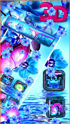 Neon Butterfly Glass Tech Theme screenshot