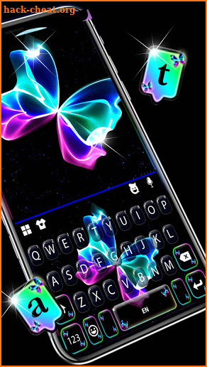 Neon Butterfly Keyboard Background screenshot
