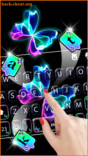 Neon Butterfly Keyboard Background screenshot