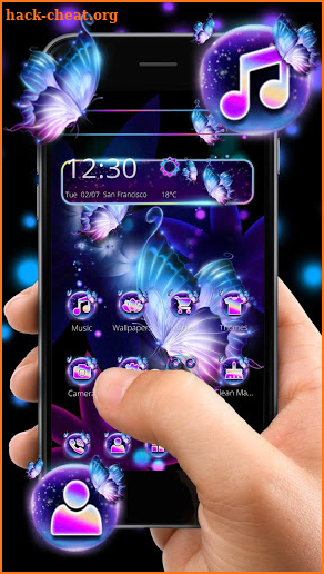 Neon butterfly theme screenshot