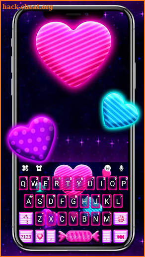Neon Candy Hearts Keyboard Theme screenshot