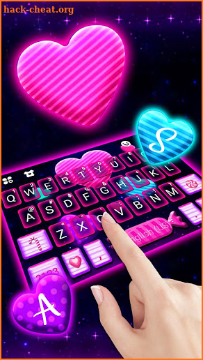 Neon Candy Hearts Keyboard Theme screenshot