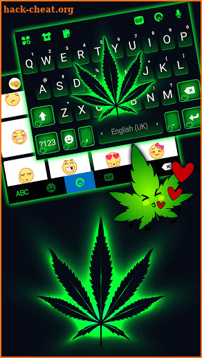 Neon Cannabis Keyboard Background screenshot
