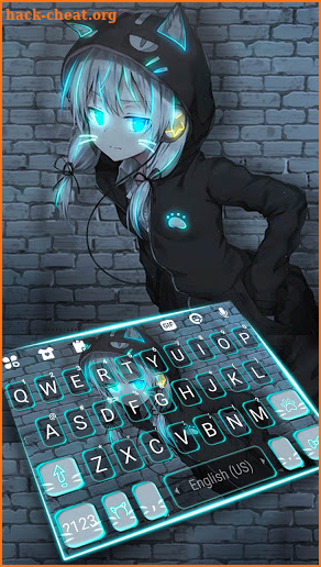 Neon Cat Girl Keyboard Background screenshot