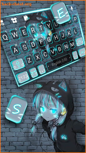Neon Cat Girl Keyboard Background screenshot
