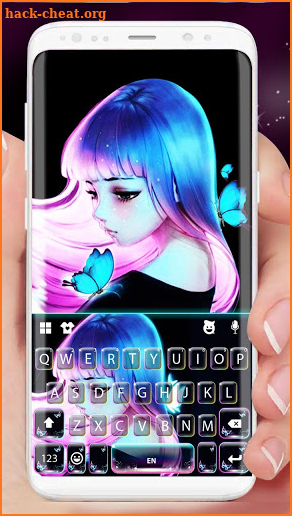 Neon Charming Girl Keyboard Theme screenshot