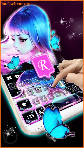 Neon Charming Girl Keyboard Theme screenshot