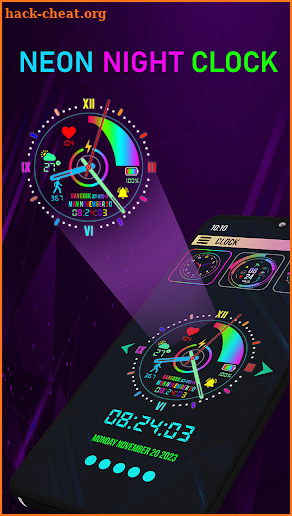 Neon Digital Clock Smart Watch screenshot