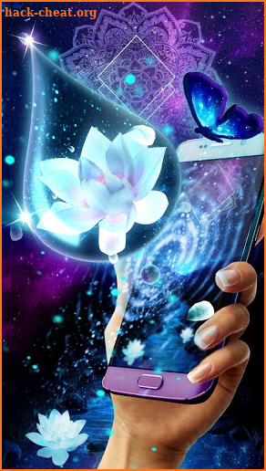 Neon Falling Blue Petals Glass Theme screenshot