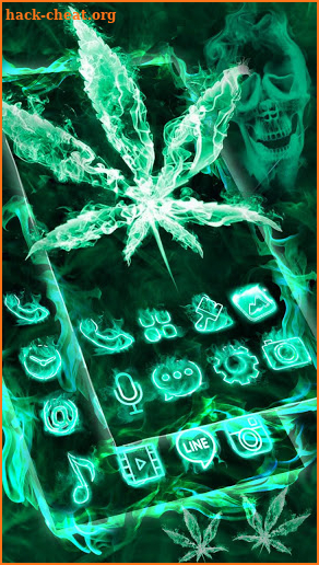 Neon Fire Weed Skull Themes HD Wallpapers 3D icons screenshot