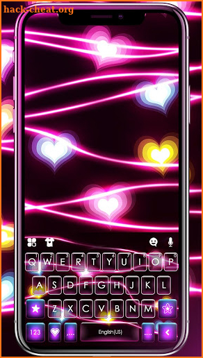 Neon Flash Hearts Keyboard Theme screenshot