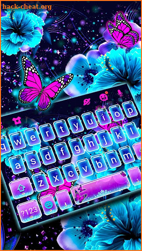 Neon Flower Butterfly Keyboard Theme screenshot