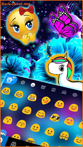 Neon Flower Butterfly Keyboard Theme screenshot