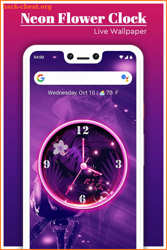 Neon Flower Clock Live Wallpaper screenshot