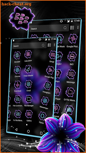 Neon Flower Pink Purple Launcher Theme screenshot