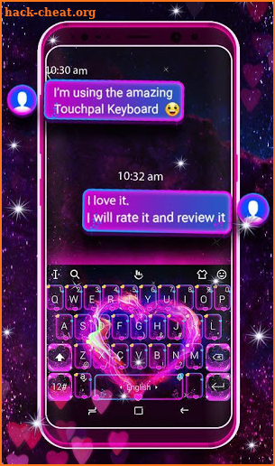Neon Galaxy Heart Keyboard Theme screenshot