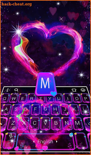 Neon Galaxy Heart Keyboard Theme screenshot