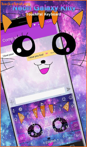 Neon Galaxy Kitty Keyboard Theme screenshot
