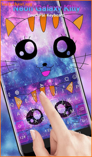 Neon Galaxy Kitty Keyboard Theme screenshot