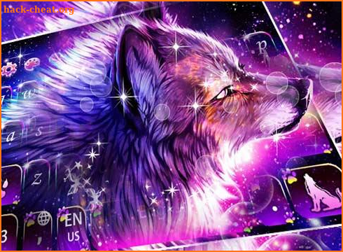 Neon Galaxy Wolf Keyboard screenshot