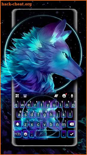 Neon Galaxy Wolf Keyboard Background screenshot