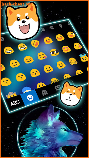 Neon Galaxy Wolf Keyboard Background screenshot