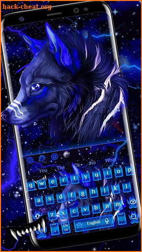 Neon Galaxy Wolf Keyboard Theme screenshot