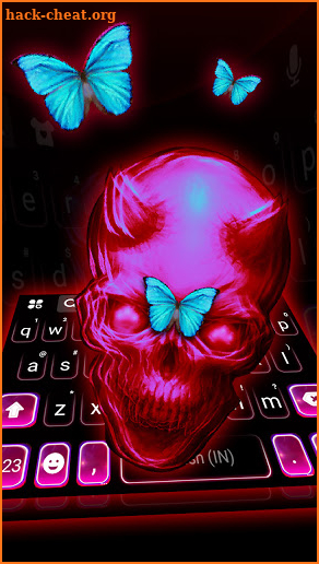 Neon Glitch Skull Keyboard Background screenshot