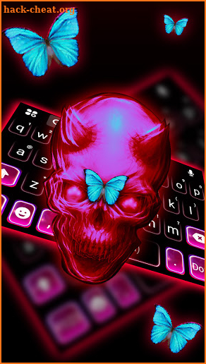 Neon Glitch Skull Keyboard Background screenshot