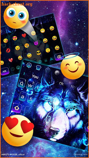 Neon Glitter Galaxy Wolf Keyboard Theme screenshot