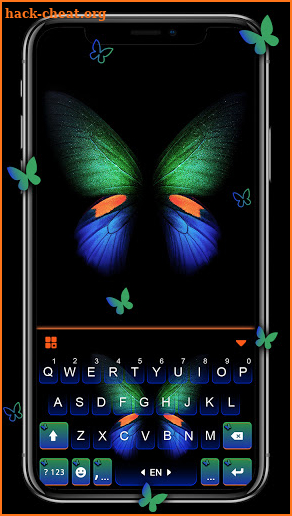 Neon Glow Butterfly Keyboard Background screenshot