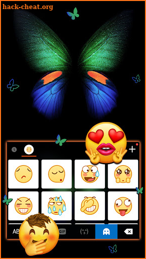Neon Glow Butterfly Keyboard Background screenshot