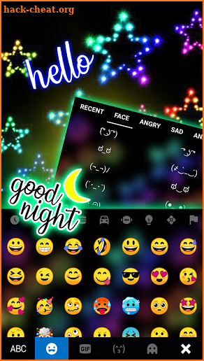 Neon Glow Stars Keyboard Background screenshot