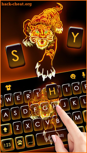 Neon Gold Tiger Keyboard Theme screenshot